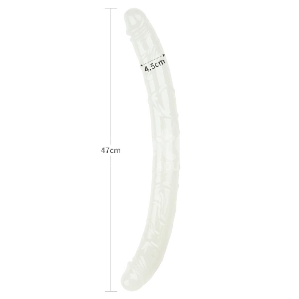 Lumino Play 47 CM Çift Başlı Karanlıkta Parlayan Double Dildo 