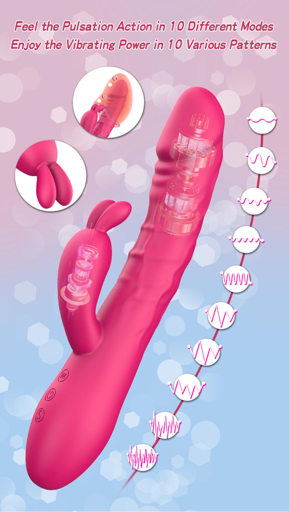 Nasty Isıtmalı İleri Geri Hareketli Titreşimli Klitoris Uyarıcı Şarjlı Rabbit Vibratör