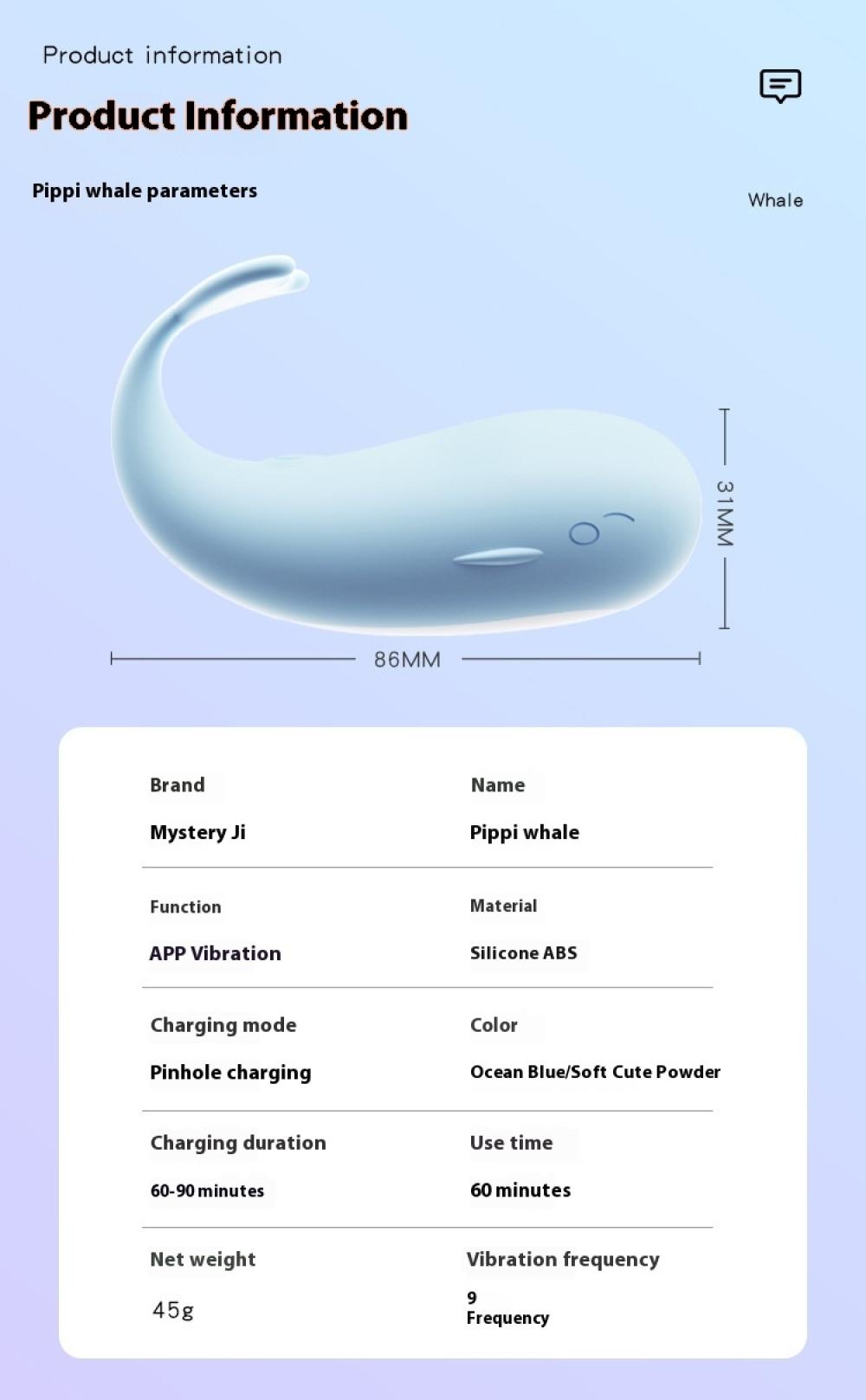 PippyWhale Balina Şeklinde Şarjlı Mini Vibratör 