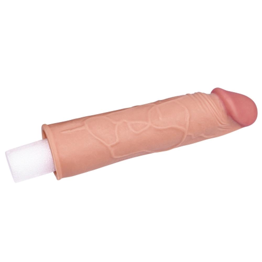 Pleasure X Tender 3 CM Uzatmalı Gerçekçi Ten Dokulu Damarlı Penis Kılıfı Açık Renk