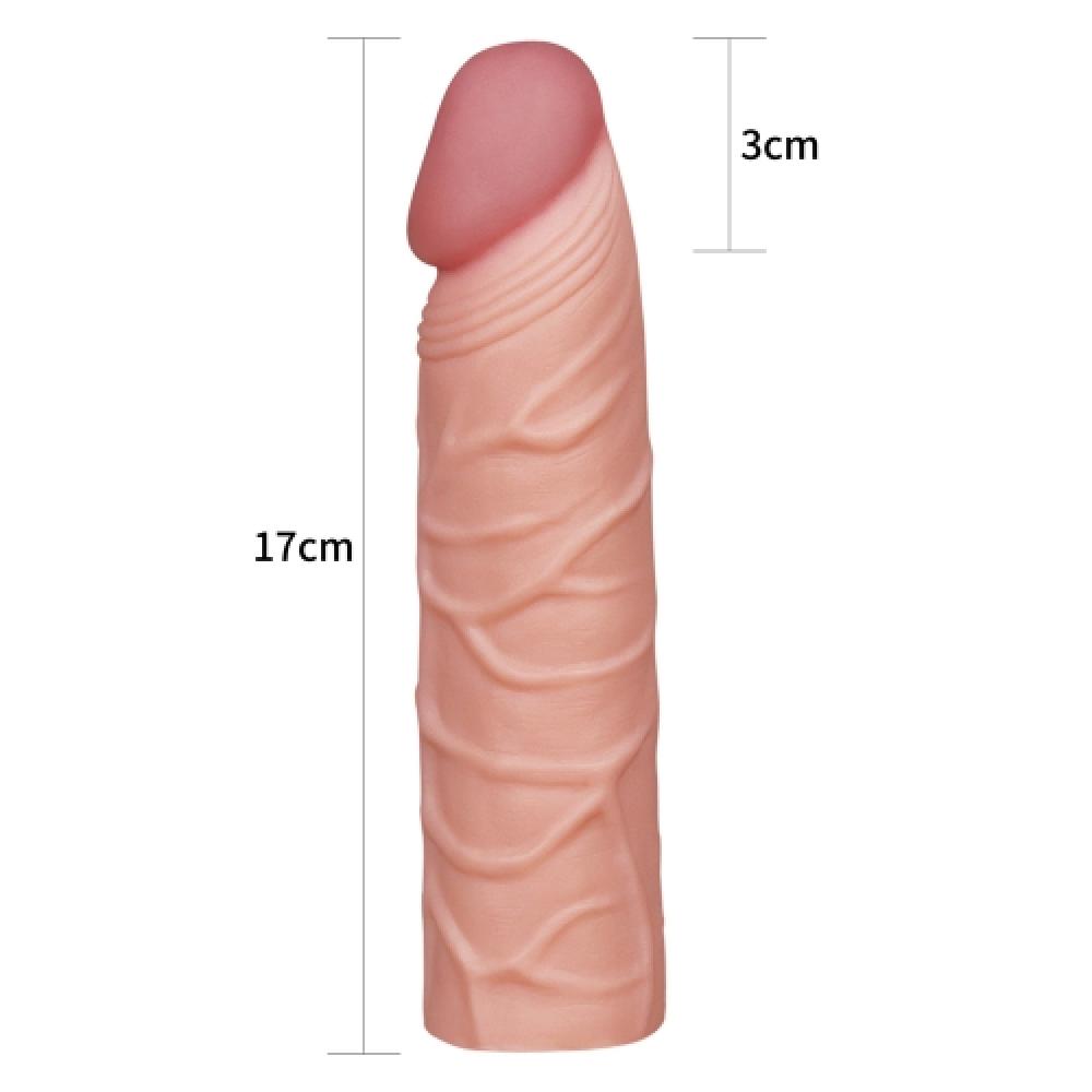 Pleasure X Tender 3 CM Uzatmalı Gerçekçi Ten Dokulu Penis Kılıfı Açık Renk