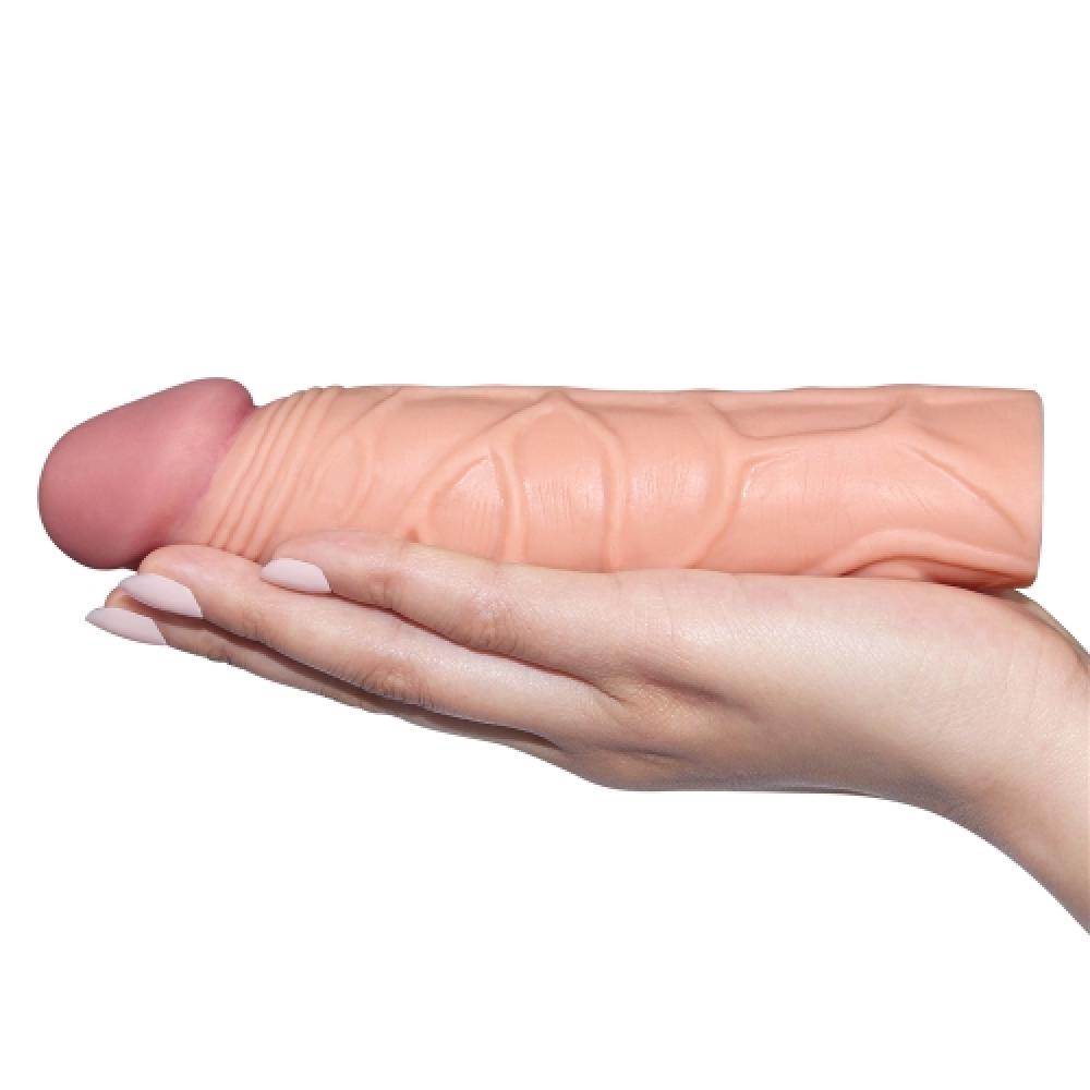 Pleasure X Tender 3 CM Uzatmalı Gerçekçi Ten Dokulu Penis Kılıfı Açık Renk