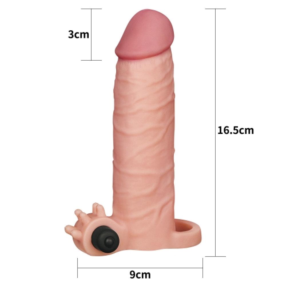Pleasure X Tender 3 CM Uzatmalı Titreşimli Penis Kılıfı Açık Renk
