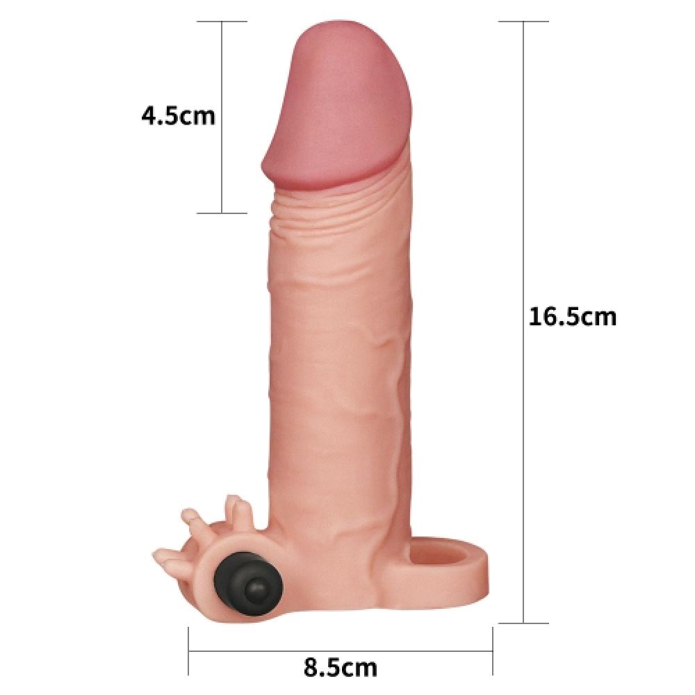 Pleasure X Tender 4.5 CM Uzatmalı Titreşimli Penis Kılıfı Açık Renk