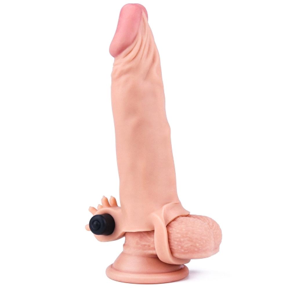 Pleasure X Tender 4 CM Uzatmalı Titreşimli Penis Kılıfı Açık Renk