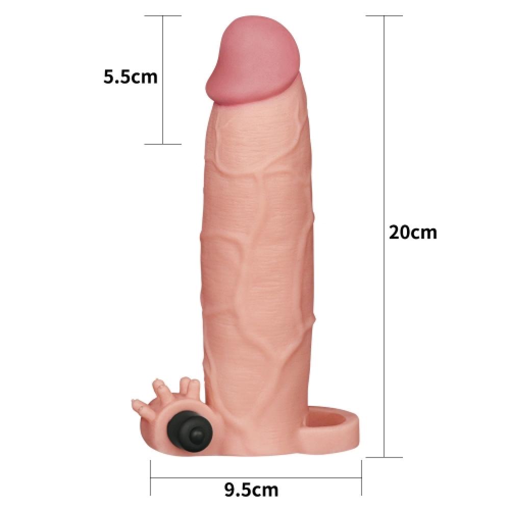 Pleasure X Tender 5.5 CM Uzatmalı Titreşimli Penis Kılıfı Açık Renk
