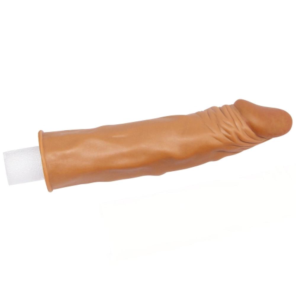 Pleasure X Tender 5 CM Uzatmalı Gerçekçi Ten Dokulu Penis Kılıfı Koyu Renk