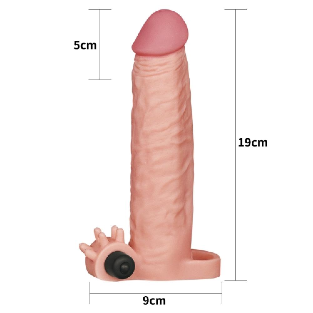 Pleasure X Tender 5 CM Uzatmalı Titreşimli Penis Kılıfı Açık Renk