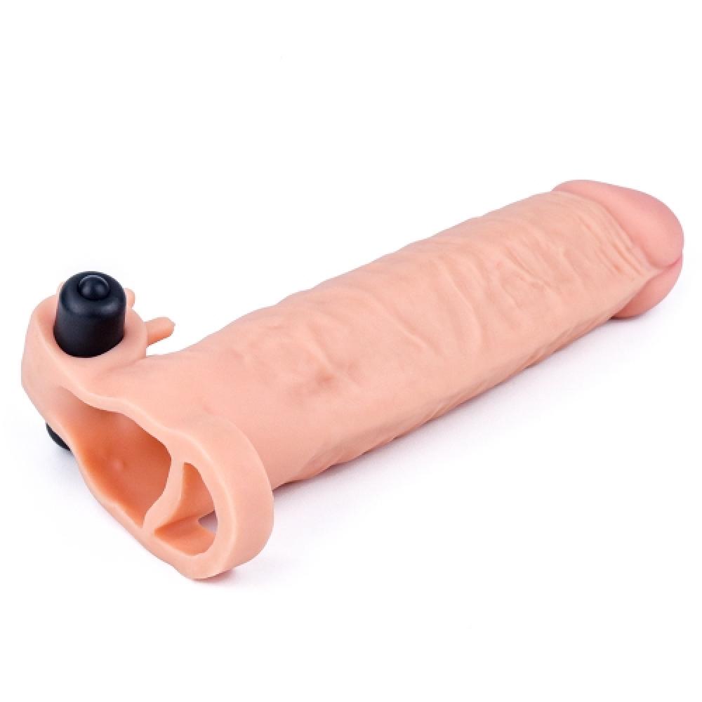 Pleasure X Tender 5 CM Uzatmalı Titreşimli Penis Kılıfı Açık Renk