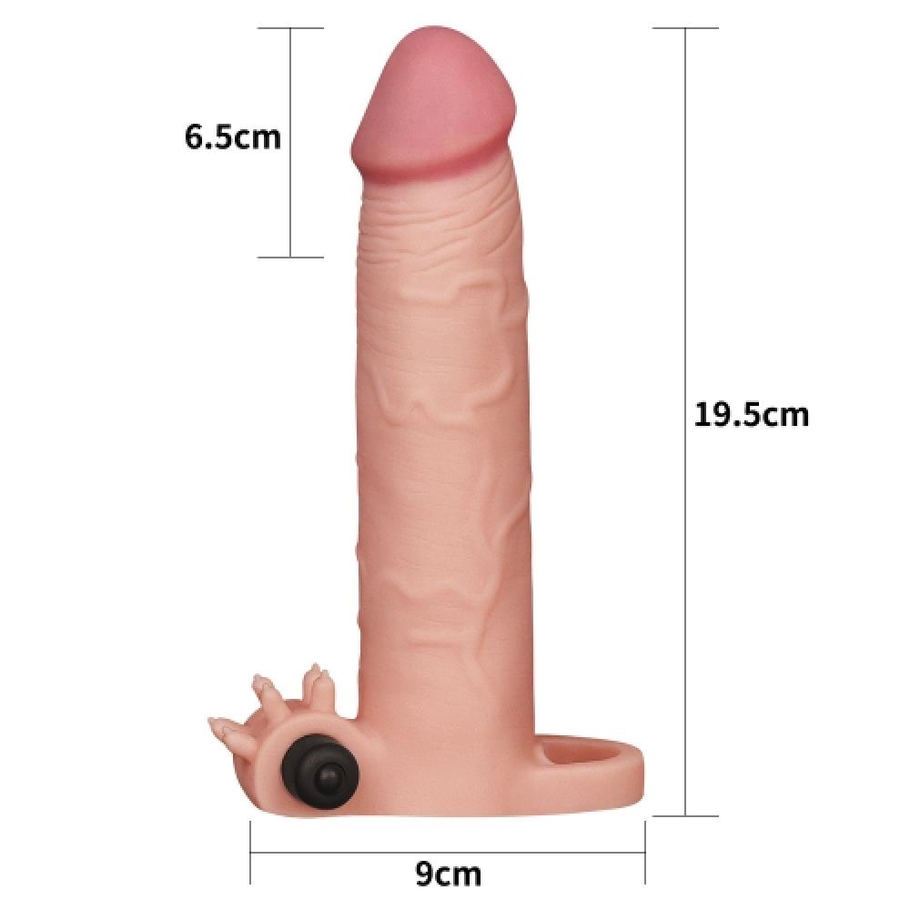 Pleasure X Tender 6.5 CM Uzatmalı Titreşimli Penis Kılıfı Açık Renk