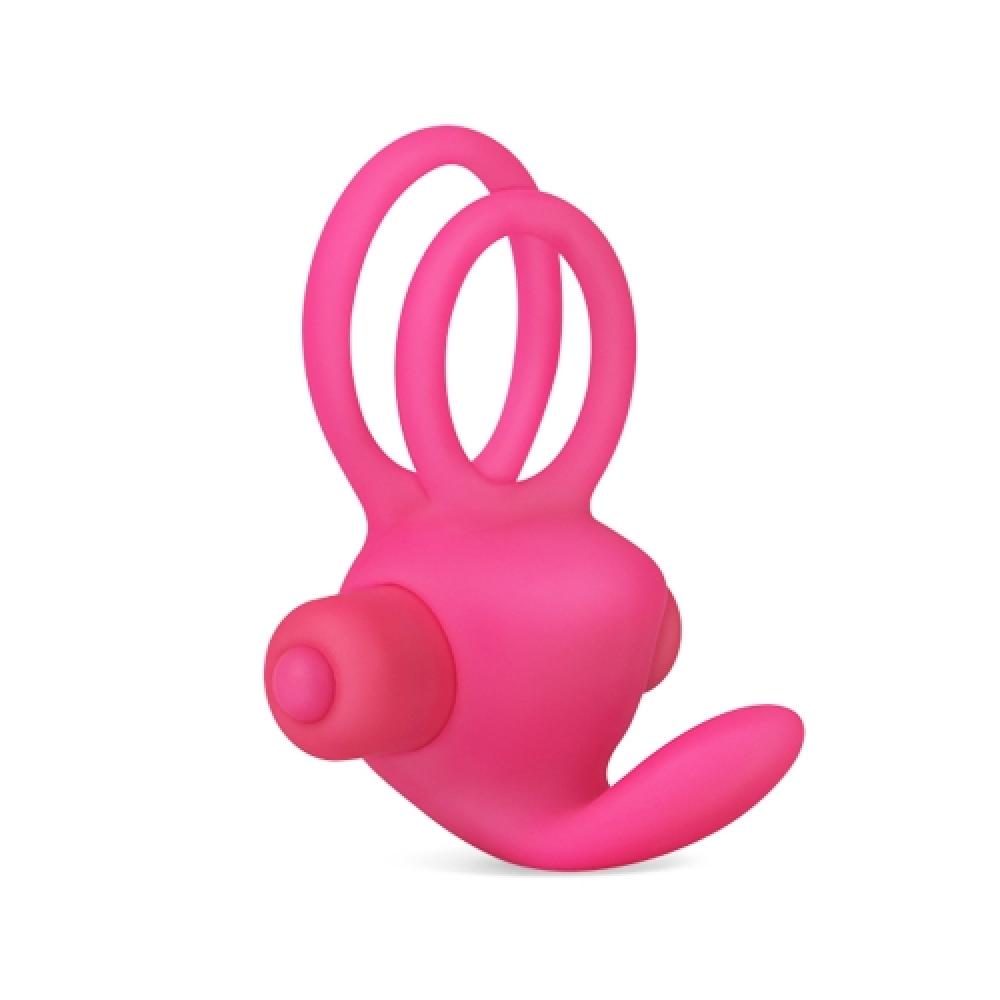 Power Clit Duo Titreşimli Silikon Penis Halkası Pembe