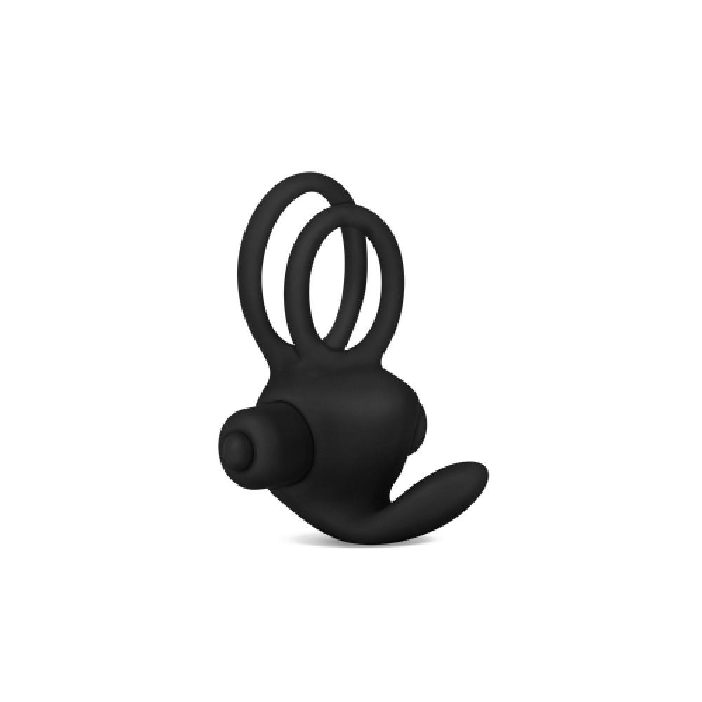 Power Clit Duo Titreşimli Silikon Penis Halkası Siyah