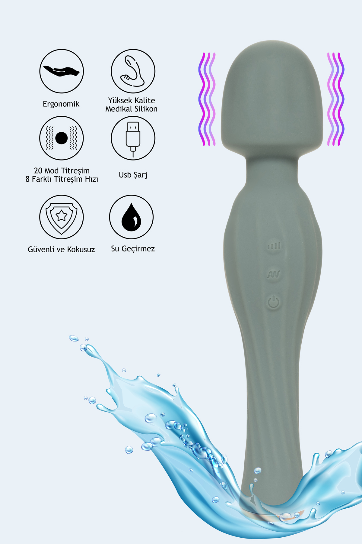 QueenChoise 28 Farklı Mod Ve Hız Medikal Silikon Wand Vibratör Yeşil
