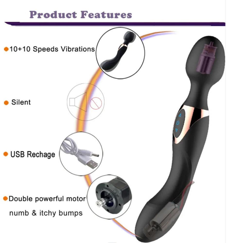 Rain Çift Taraflı Kullanılabilen 2 Motorlu Şarjlı Double Vibratör Dildo