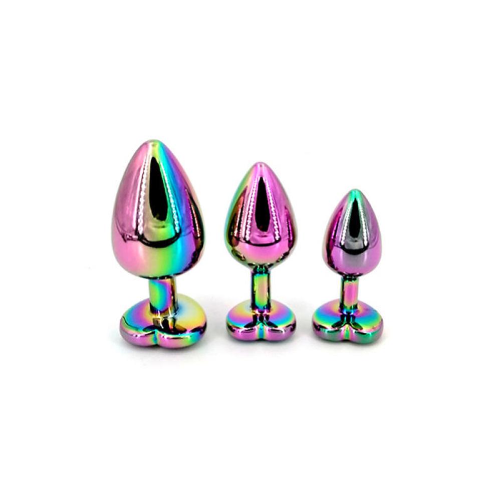 Rainbow Kalpli Müchever Taşlı Metal Anal Plug Butt Plug Büyük Boy