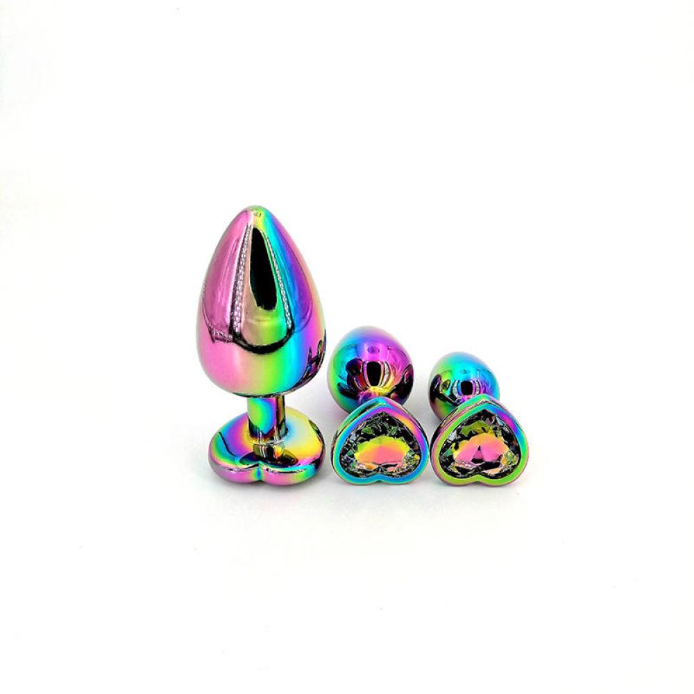 Rainbow Kalpli Müchever Taşlı Metal Anal Plug Butt Plug Küçük Boy