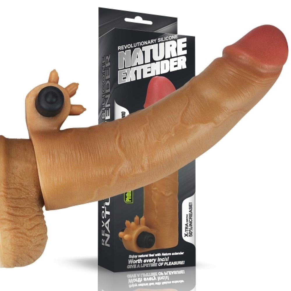 Revolutionary 5CM Uzatmalı Titreşimli Penis Kılıfı Koyu Ten