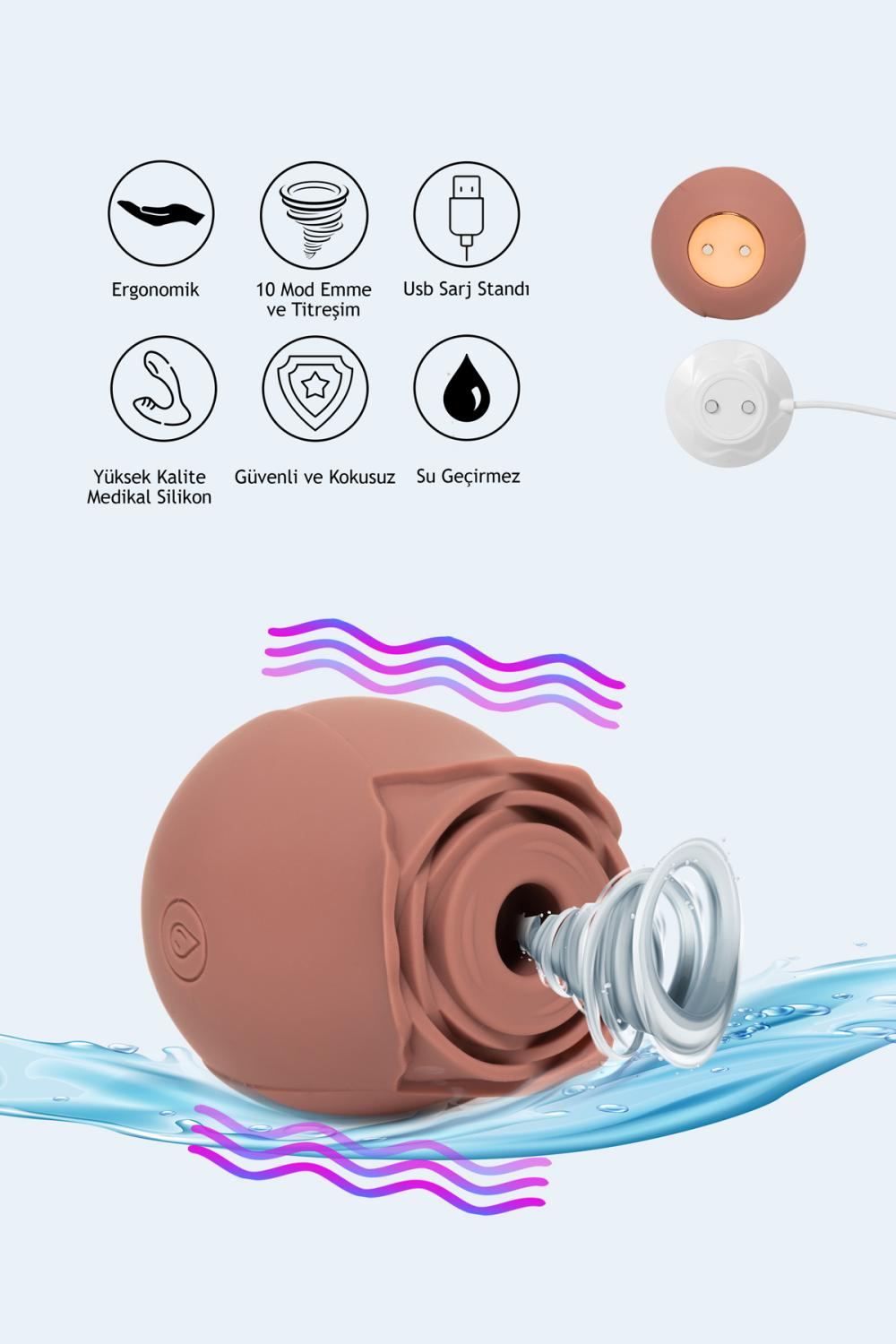 Rose 10 Mod Emiş Ve Titreşim Özellikli Gül Vibratör