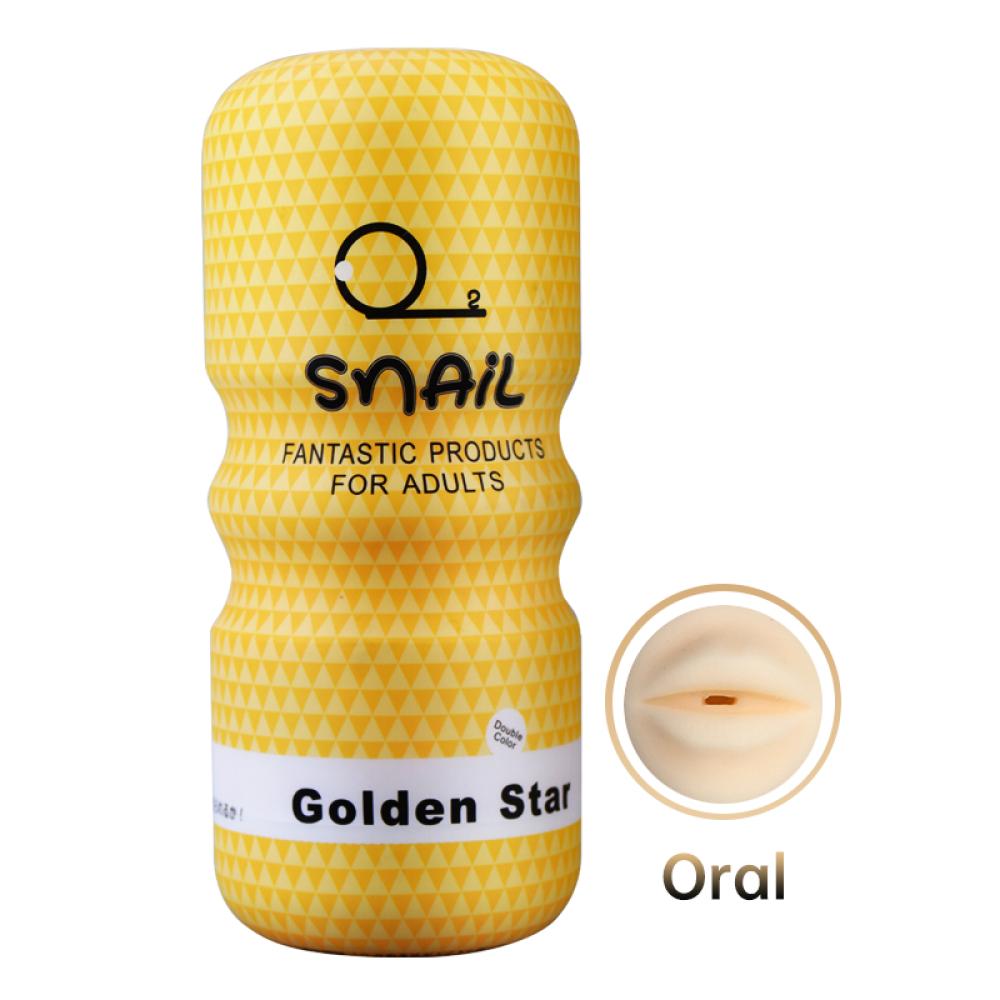 Snail Golden Star Realistik Cep Tipi Ağız Şekilli Oral Silikon Mastürbatör Pocket Pussy