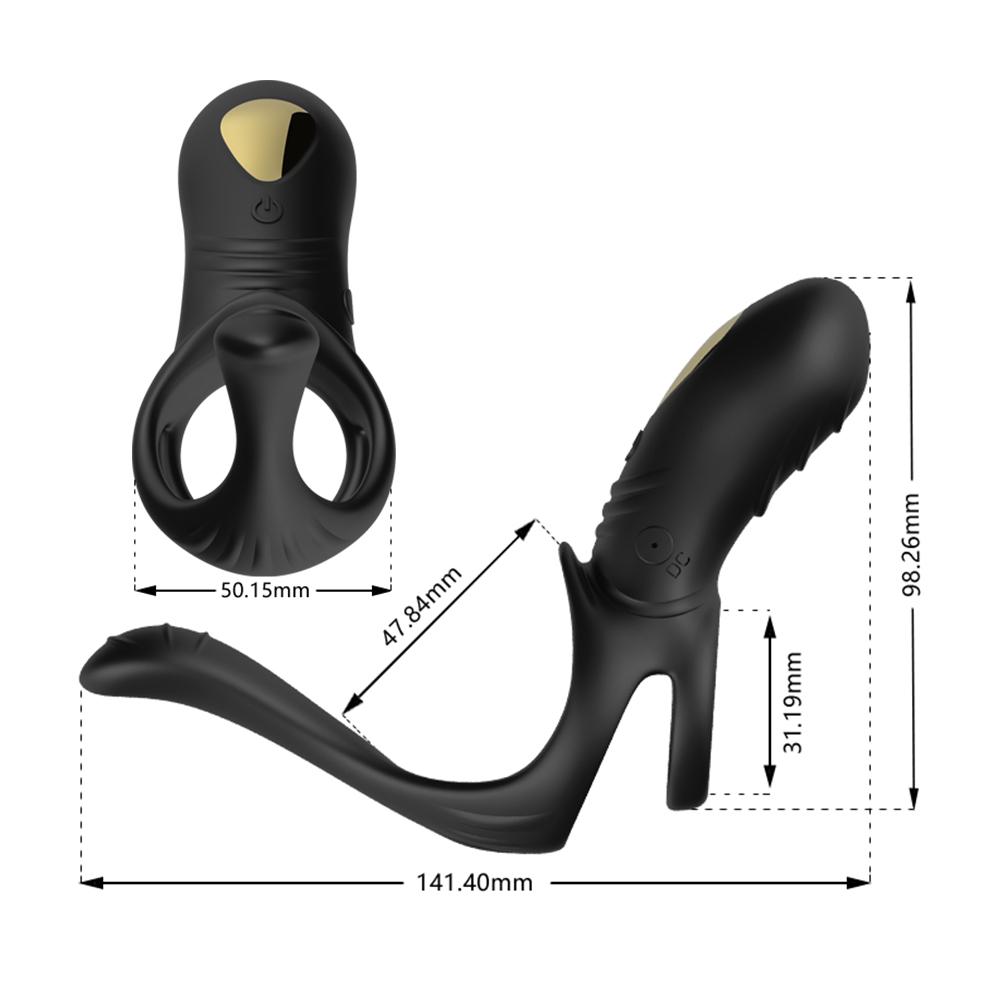 Titreşimli Prostat Uyarıcı Uzantılı Şarjlı Testis Ve Penis Halkası