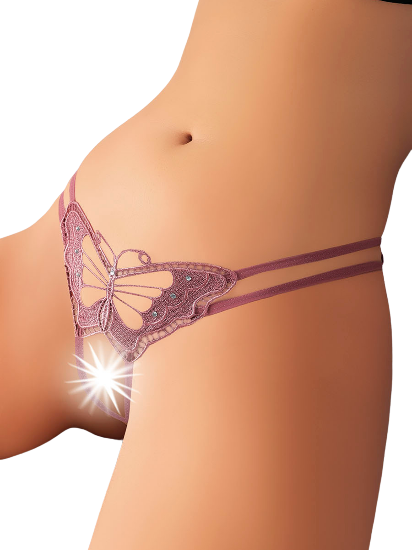 Vizon Rengi Kelebek Detaylı  Fantezi G-String S-M 9174-2